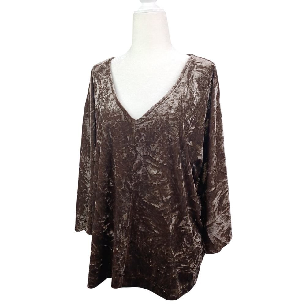 Grade & Gather Women Velvet Top Size M/L Brown Oversized Boxy Whimsigoth Dolman